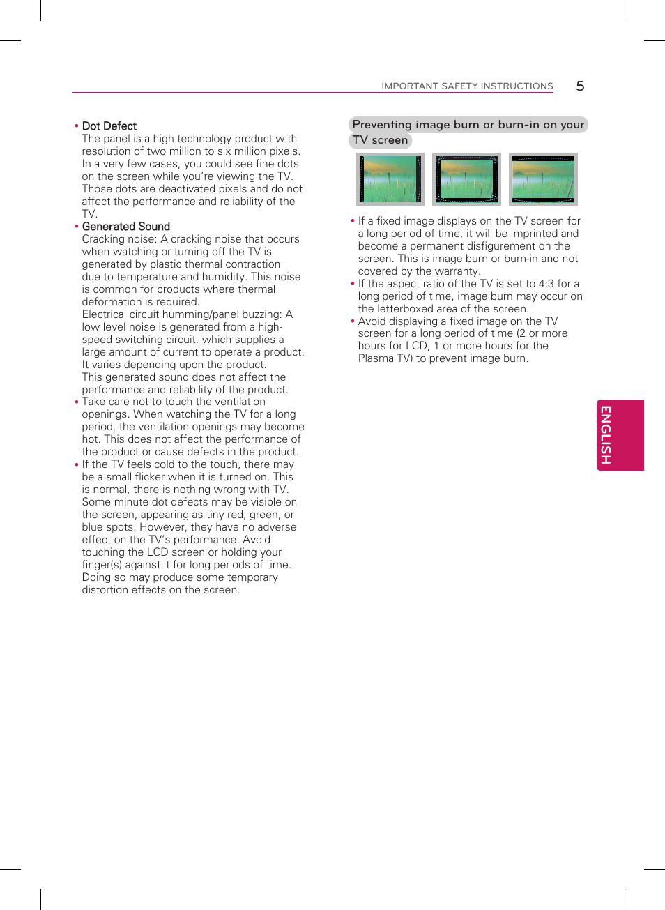 English | LG 42LN5200 User Manual | Page 5 / 48