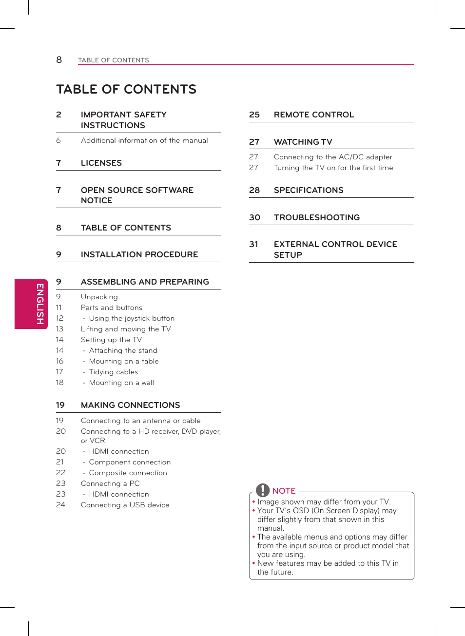 LG 42LN5200 User Manual | Page 8 / 48