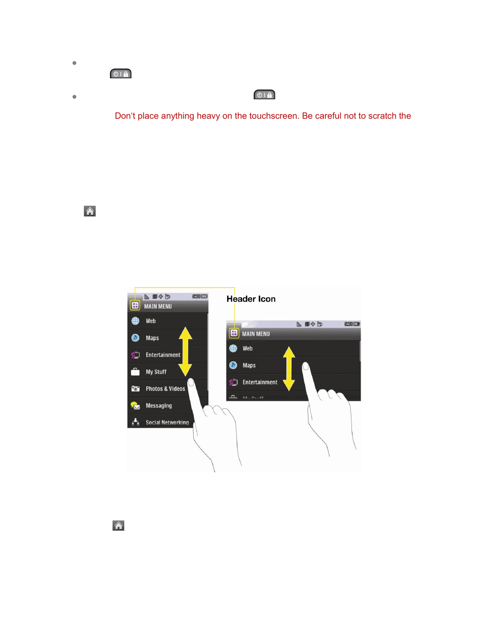 Navigate through the menus, Touchscreen navigation | LG LGLN272S User Manual | Page 20 / 112