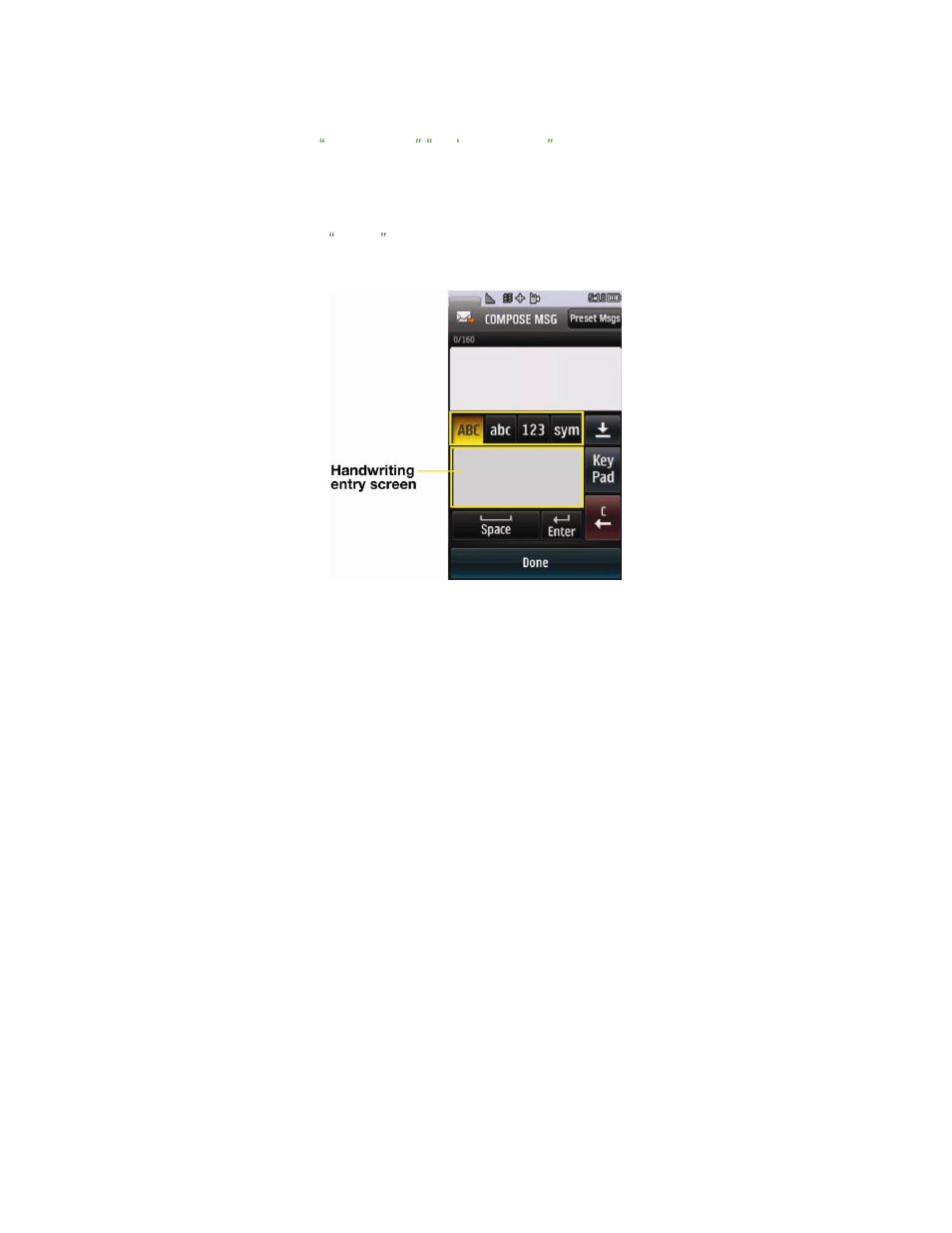 Handwriting, Enter text with the qwerty keyboard | LG LGLN272S User Manual | Page 28 / 112