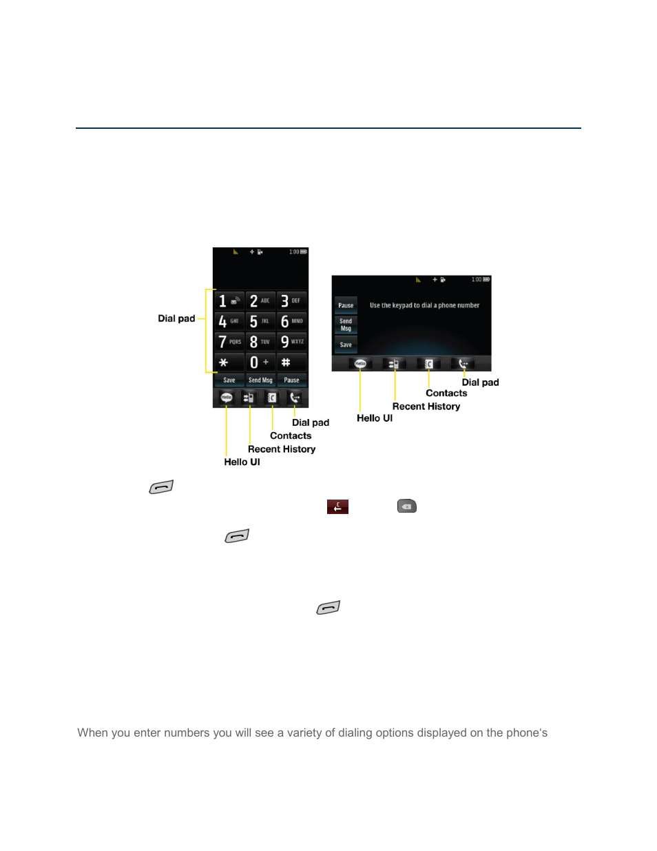 Phone calls, Make phone calls, Dialing options | LG LGLN272S User Manual | Page 32 / 112
