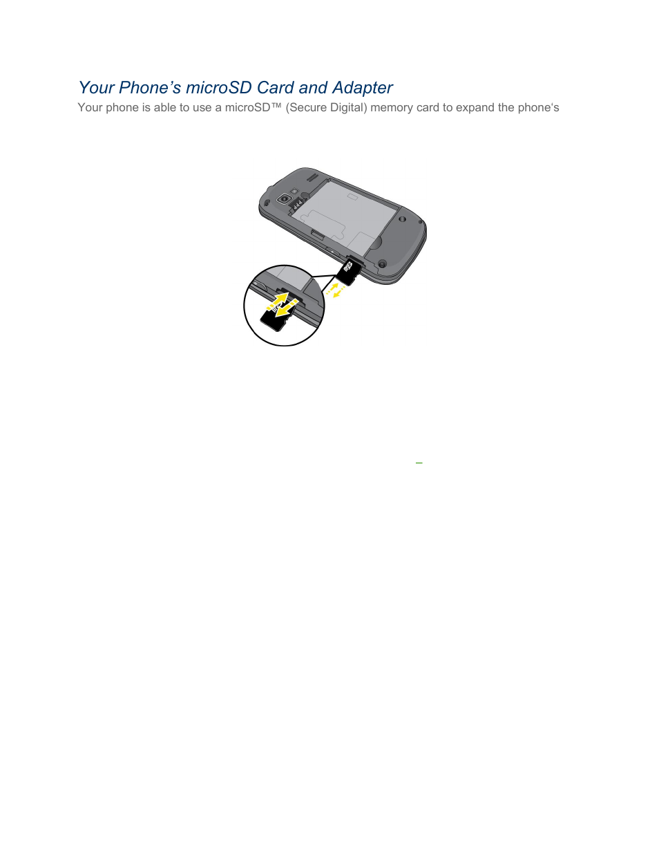 Your phone’s microsd card and adapter, Your phone‟s microsd card and adapter | LG LGLN272S User Manual | Page 81 / 112