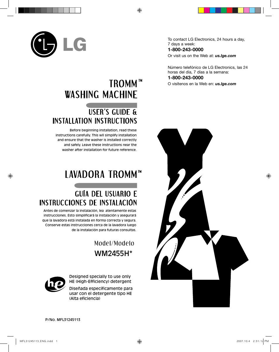 LG wm2455hw User Manual | 41 pages