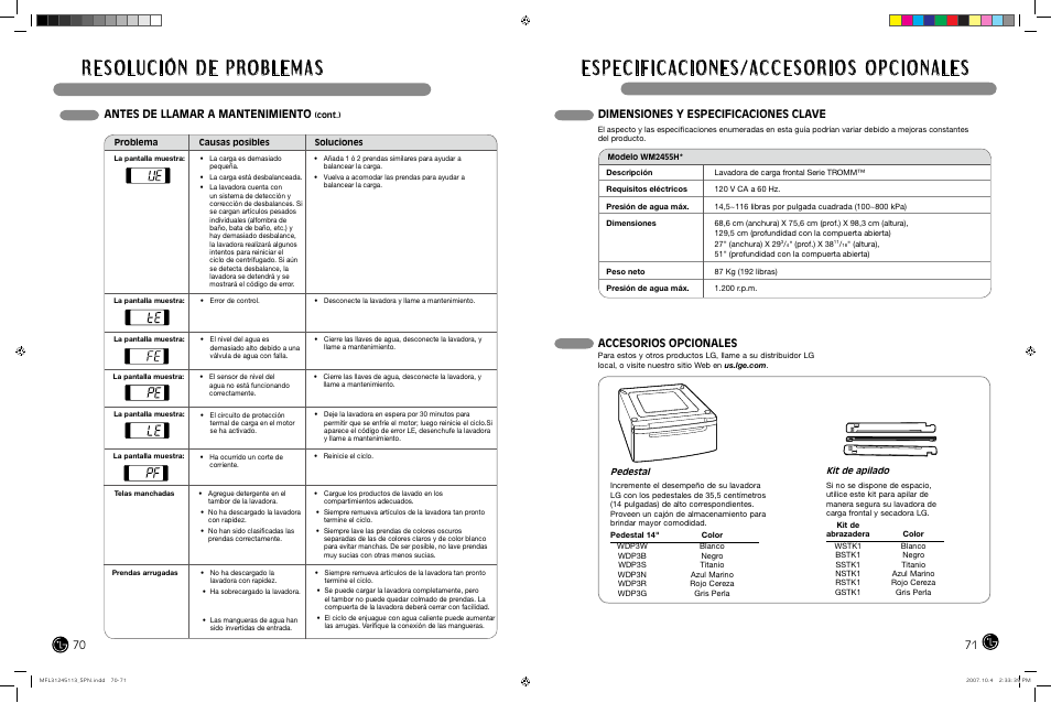 LG wm2455hw User Manual | Page 36 / 41