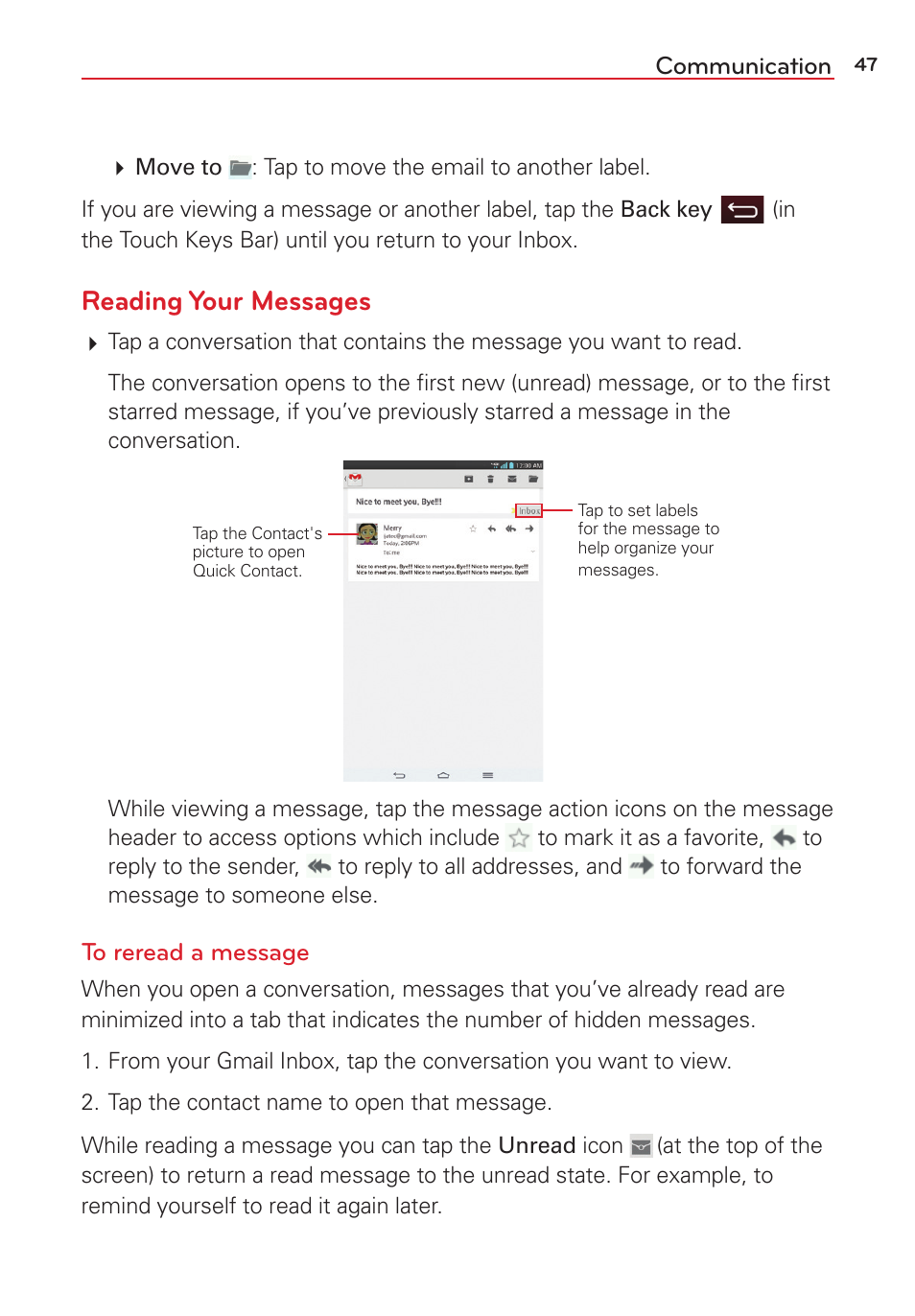 Reading your messages | LG LGVK810 User Manual | Page 49 / 142
