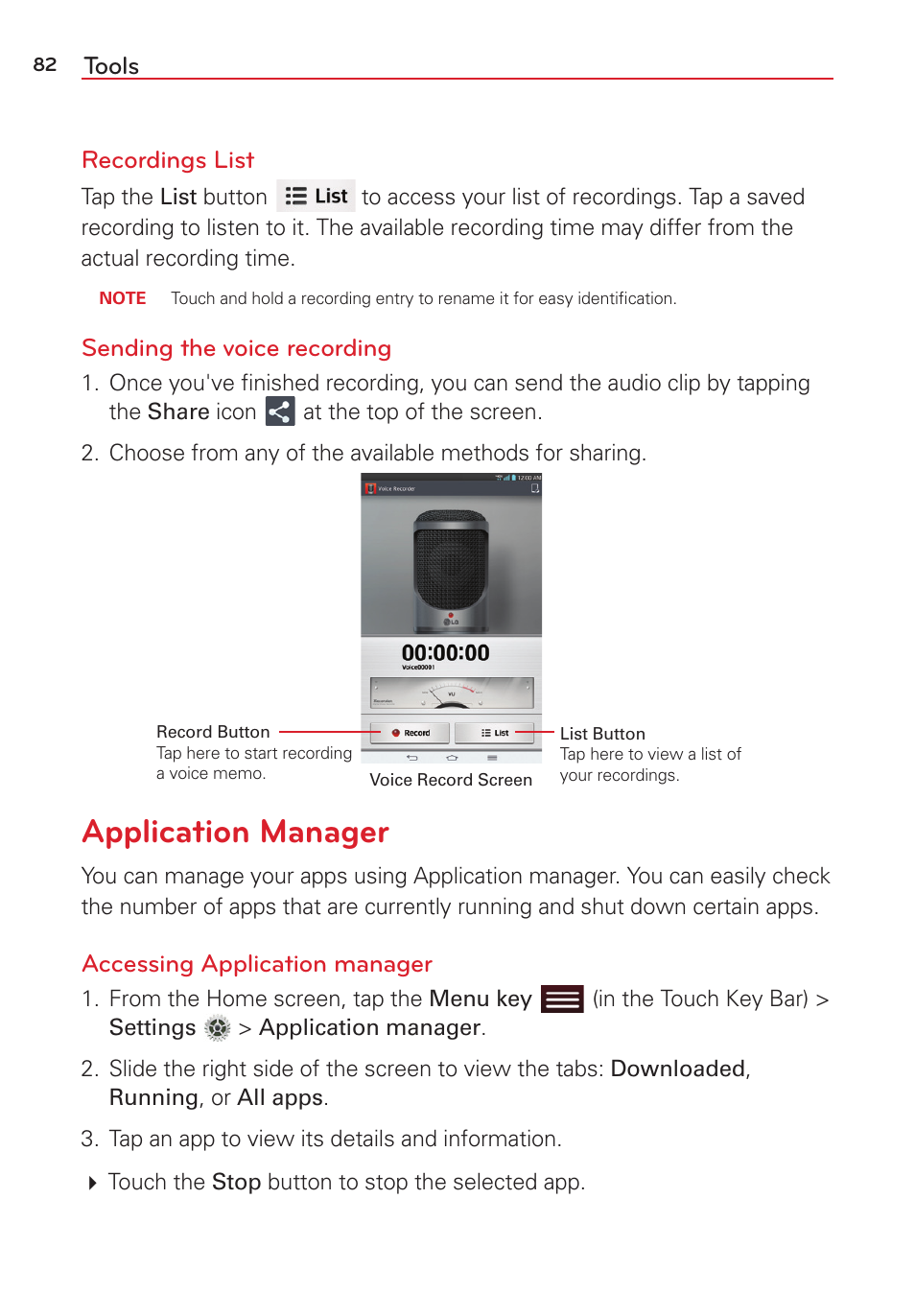 Application manager | LG LGVK810 User Manual | Page 84 / 142