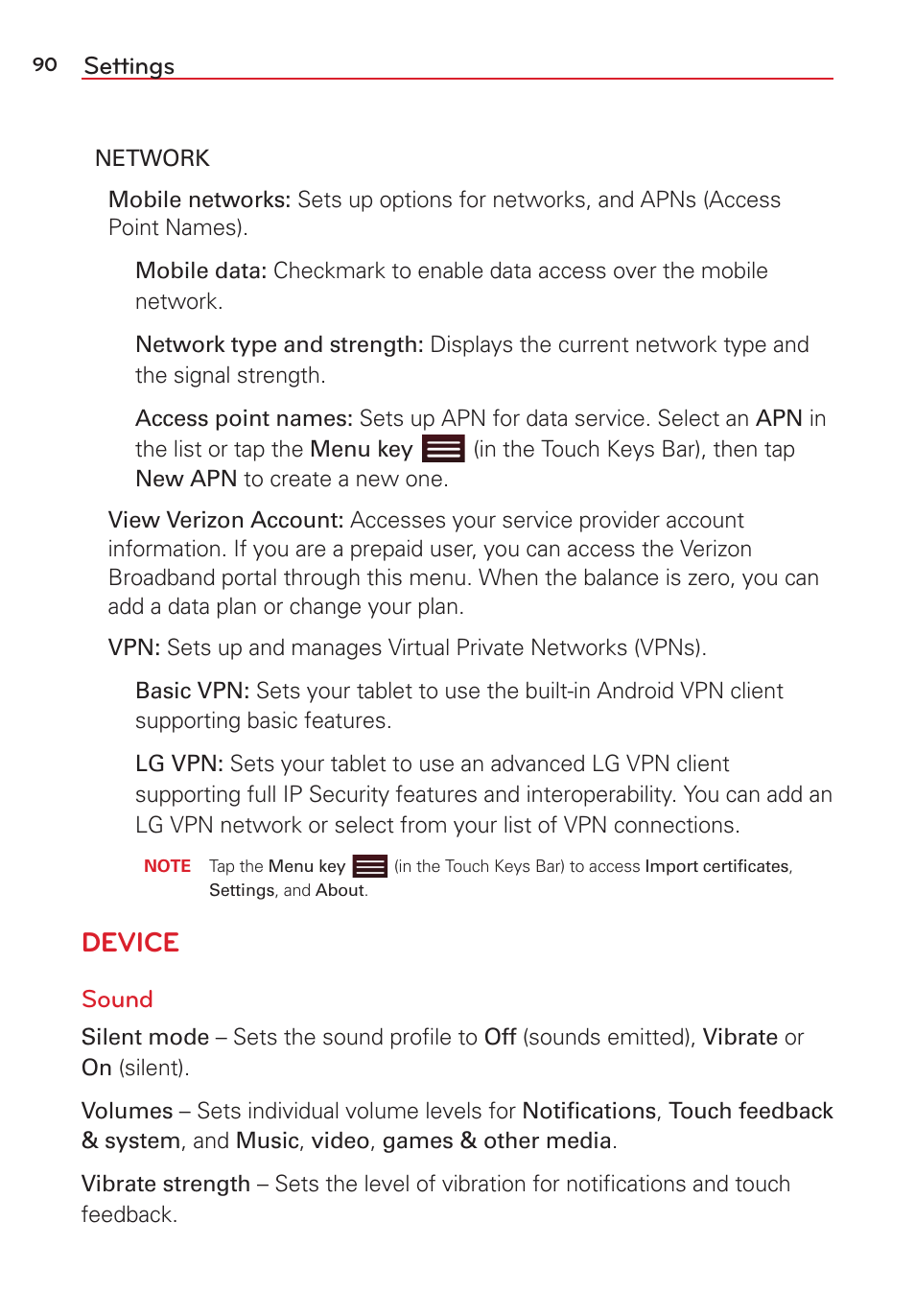 Device | LG LGVK810 User Manual | Page 92 / 142