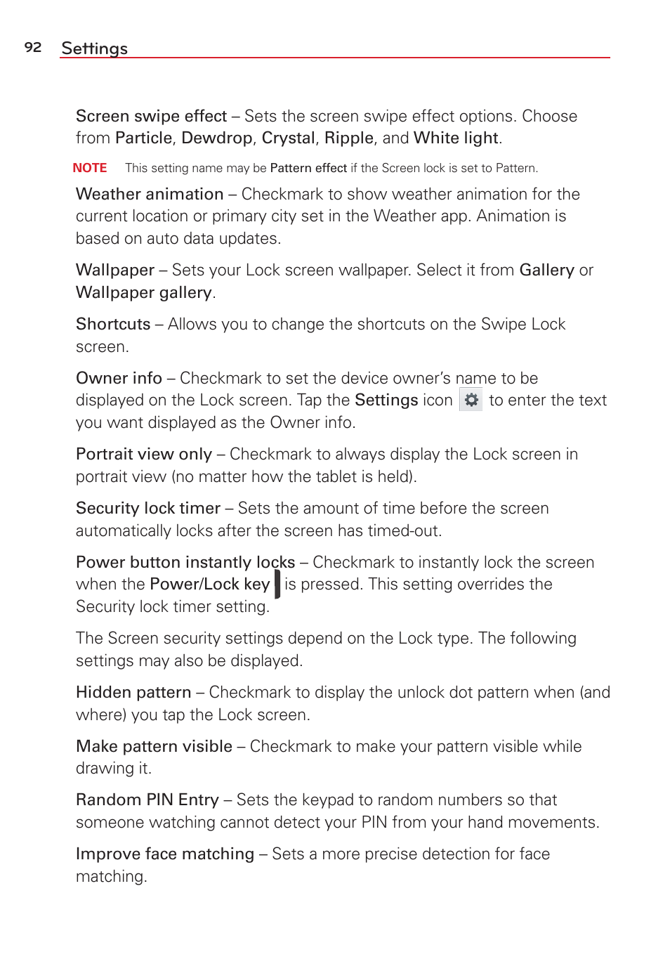 Settings | LG LGVK810 User Manual | Page 94 / 142