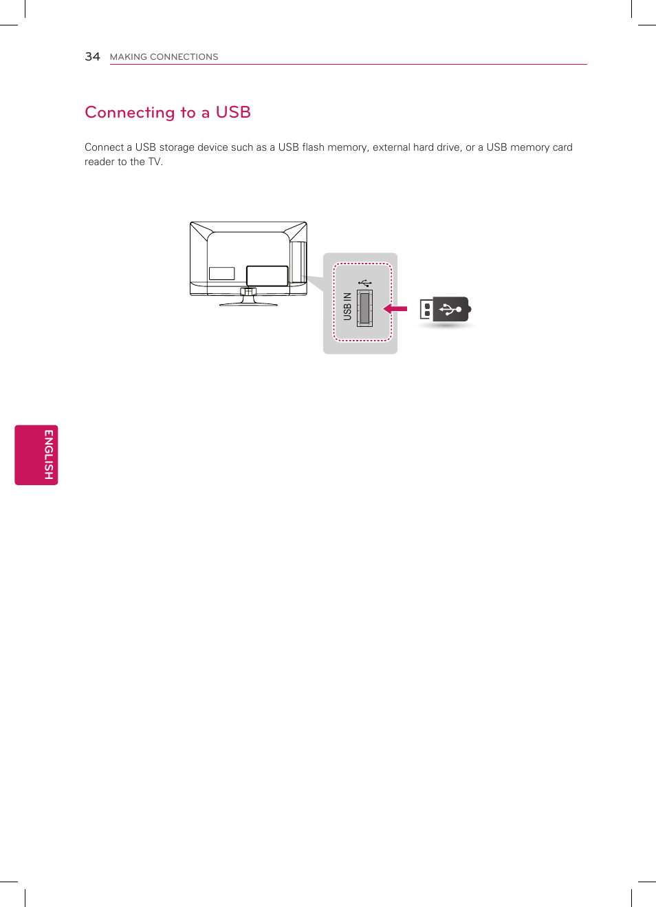 Connecting to a usb | LG 32CS460 User Manual | Page 34 / 44