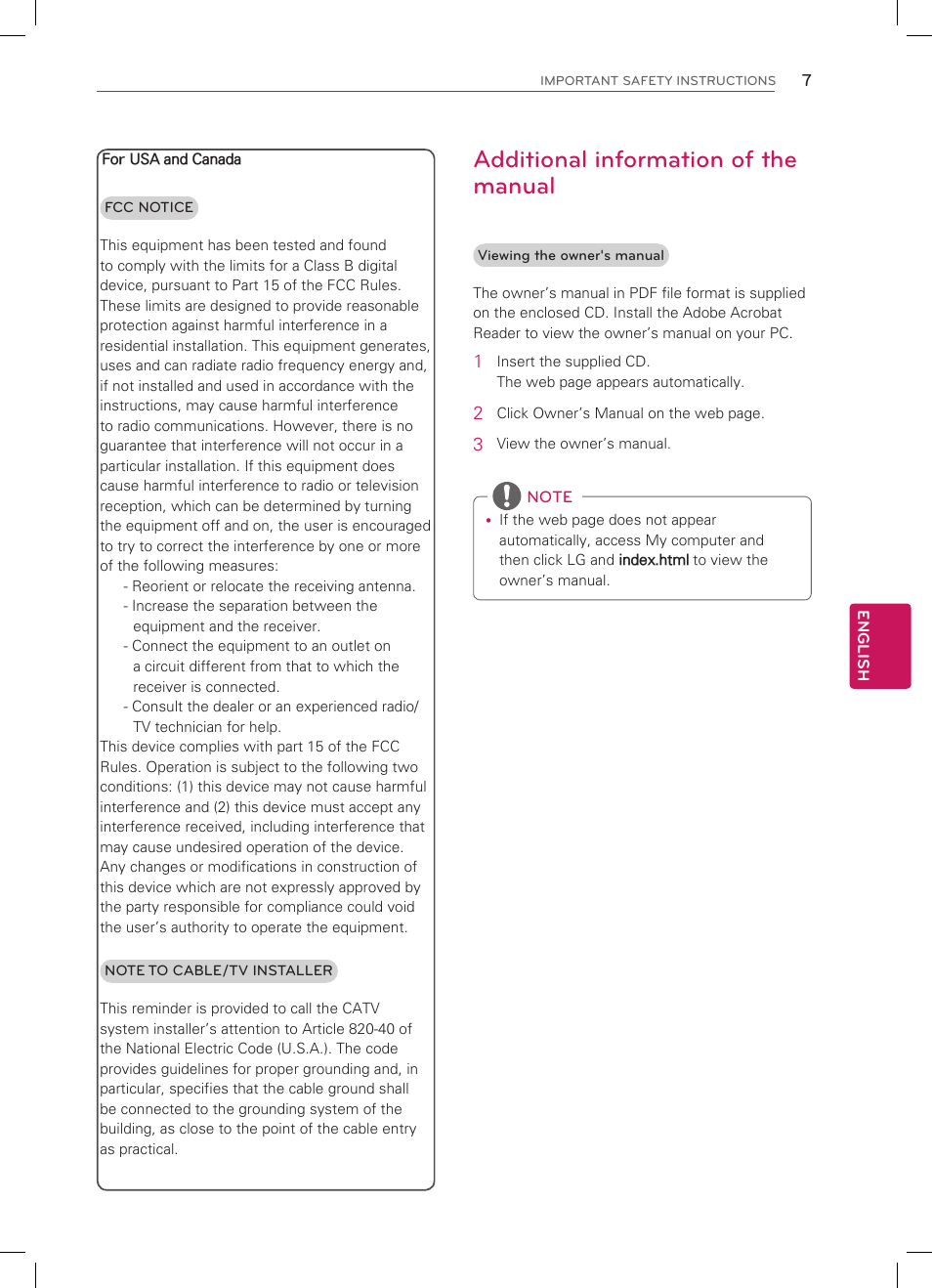 Additional information of the manual | LG 32CS460 User Manual | Page 7 / 44