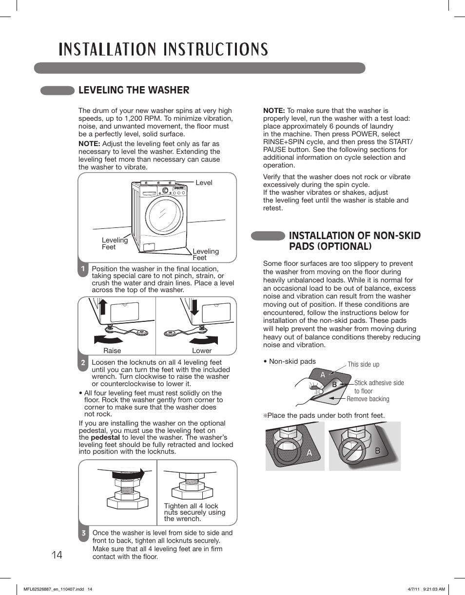 LG WM2450HRA User Manual | Page 14 / 72