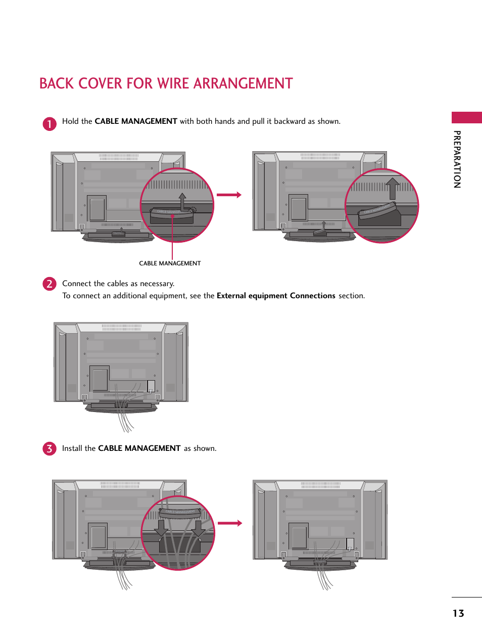 Back cover for wire arrangement | LG 60PB4D User Manual | Page 14 / 152