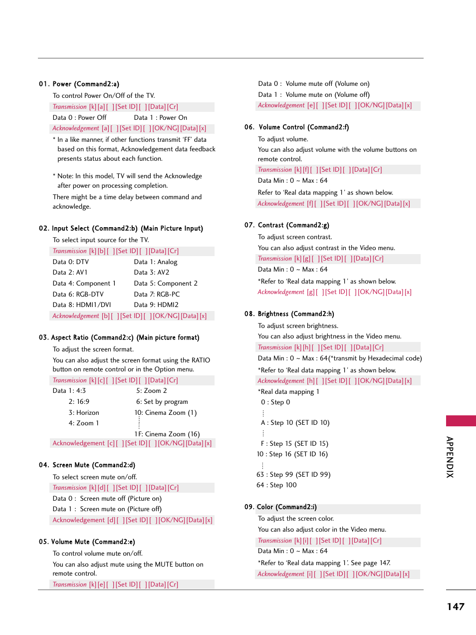 Appendix | LG 60PB4D User Manual | Page 148 / 152