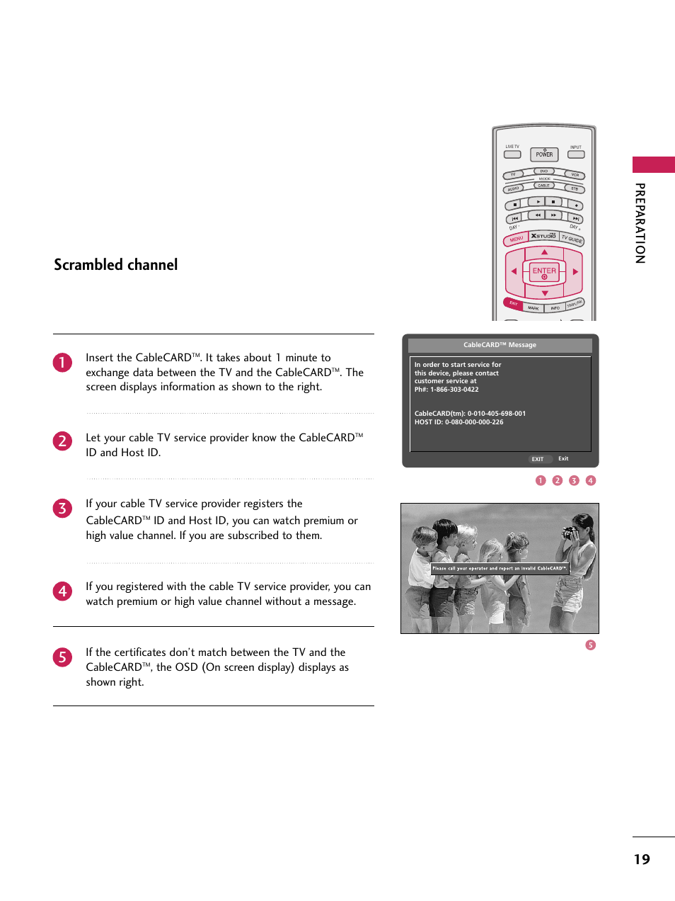 Scrambled channel, Prep ar a tion | LG 60PB4D User Manual | Page 20 / 152