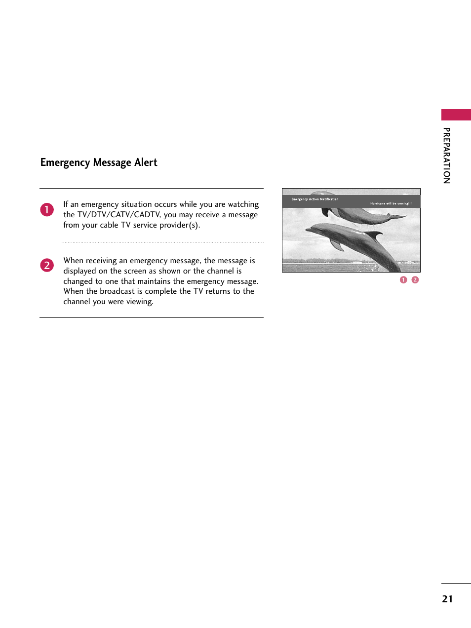 Emergency message alert | LG 60PB4D User Manual | Page 22 / 152