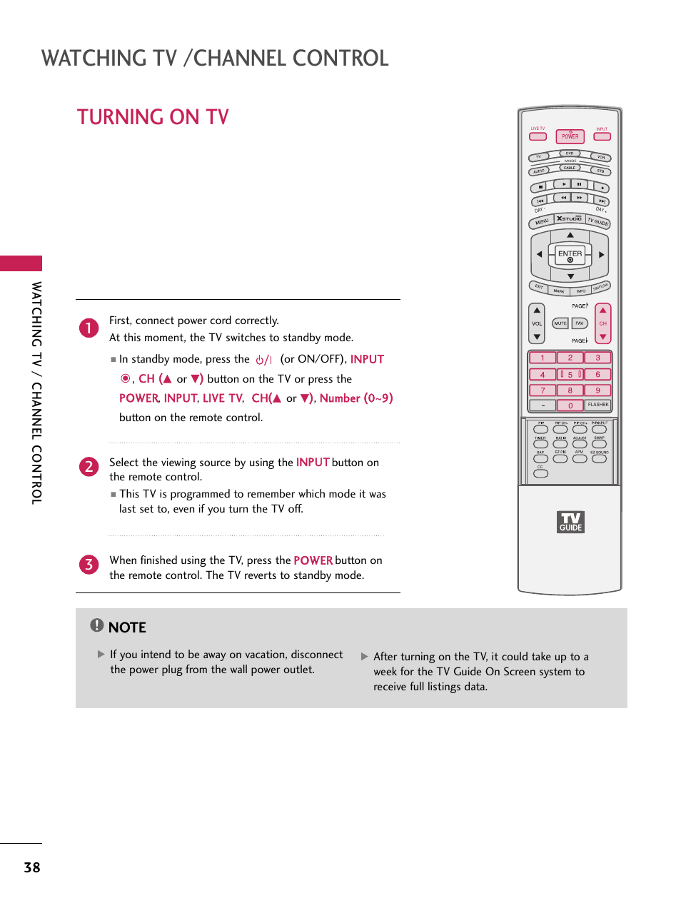 Turning on tv, Watching tv /channel control, Wa tching tv / channel contr ol | LG 60PB4D User Manual | Page 39 / 152