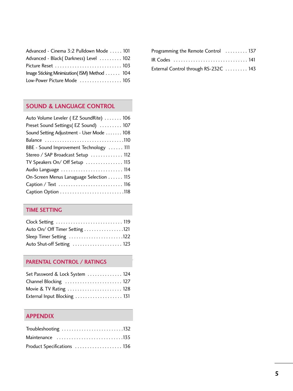 LG 60PB4D User Manual | Page 6 / 152
