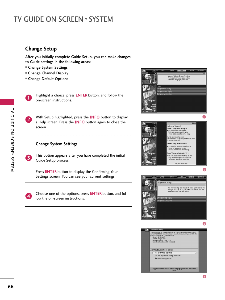 Change setup, Tv guide on screen, System | LG 60PB4D User Manual | Page 67 / 152