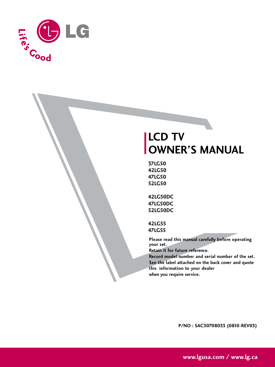 LG 37LG50-UG User Manual | 114 pages