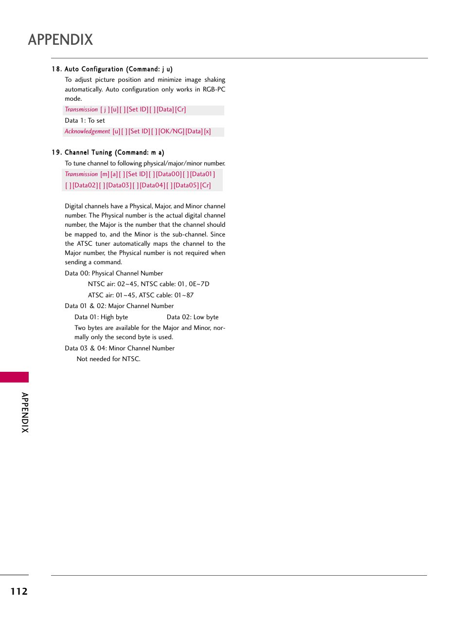 Appendix | LG 37LG50-UG User Manual | Page 112 / 114