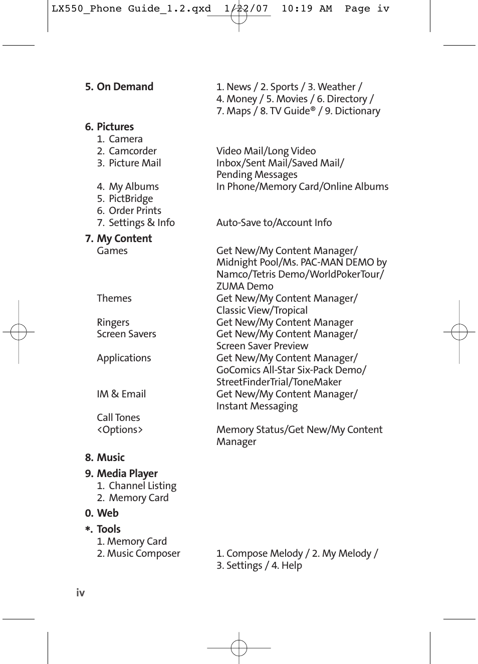 LG LX550 User Manual | Page 10 / 194