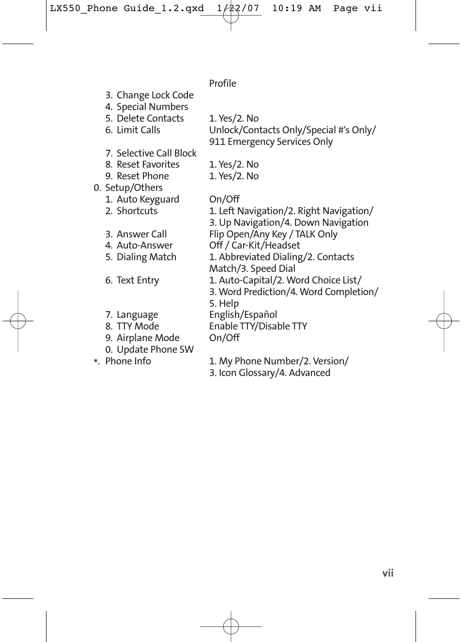 LG LX550 User Manual | Page 13 / 194