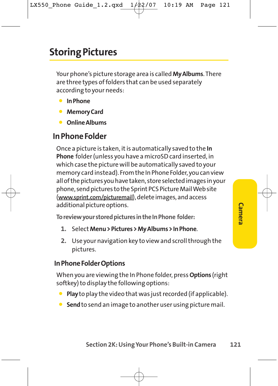 Storing pictures | LG LX550 User Manual | Page 135 / 194