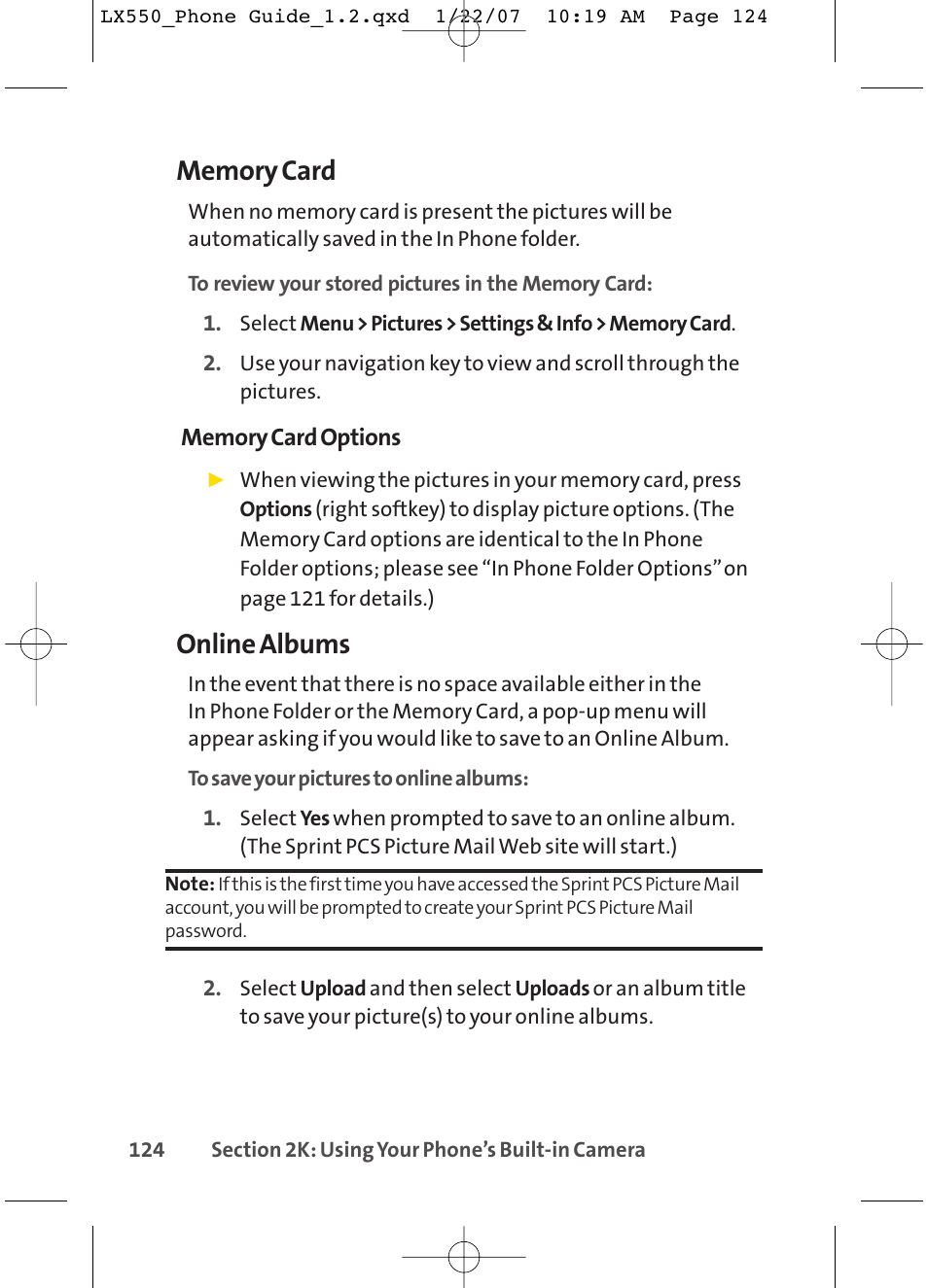 Online albums | LG LX550 User Manual | Page 138 / 194