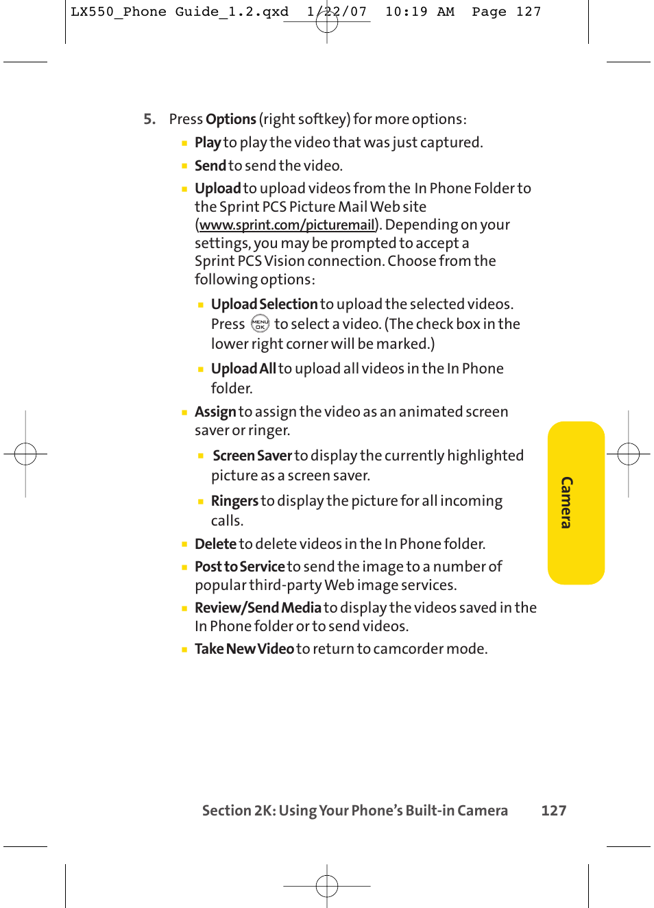 Ca m er a | LG LX550 User Manual | Page 141 / 194