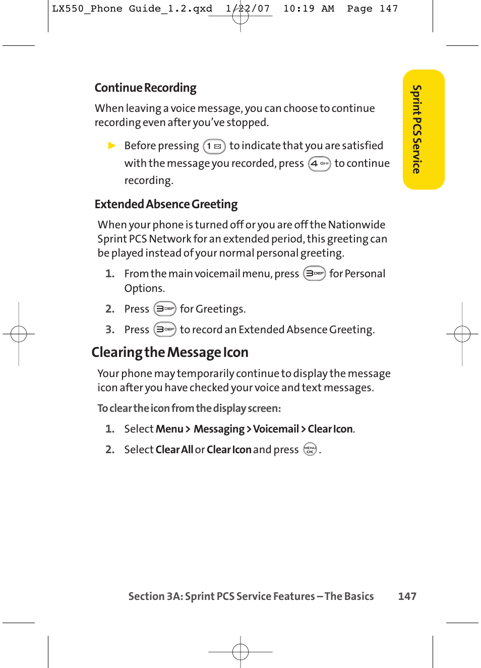 Clearing the message icon | LG LX550 User Manual | Page 161 / 194