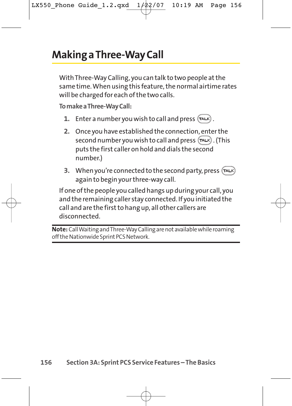 Making a three-way call | LG LX550 User Manual | Page 170 / 194