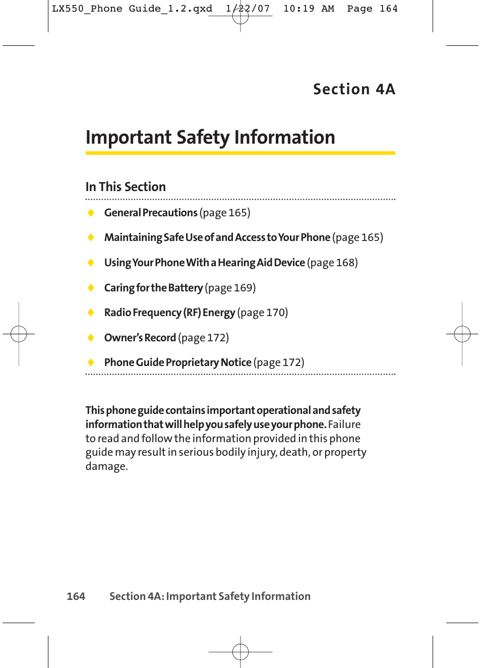 Important safety information | LG LX550 User Manual | Page 178 / 194