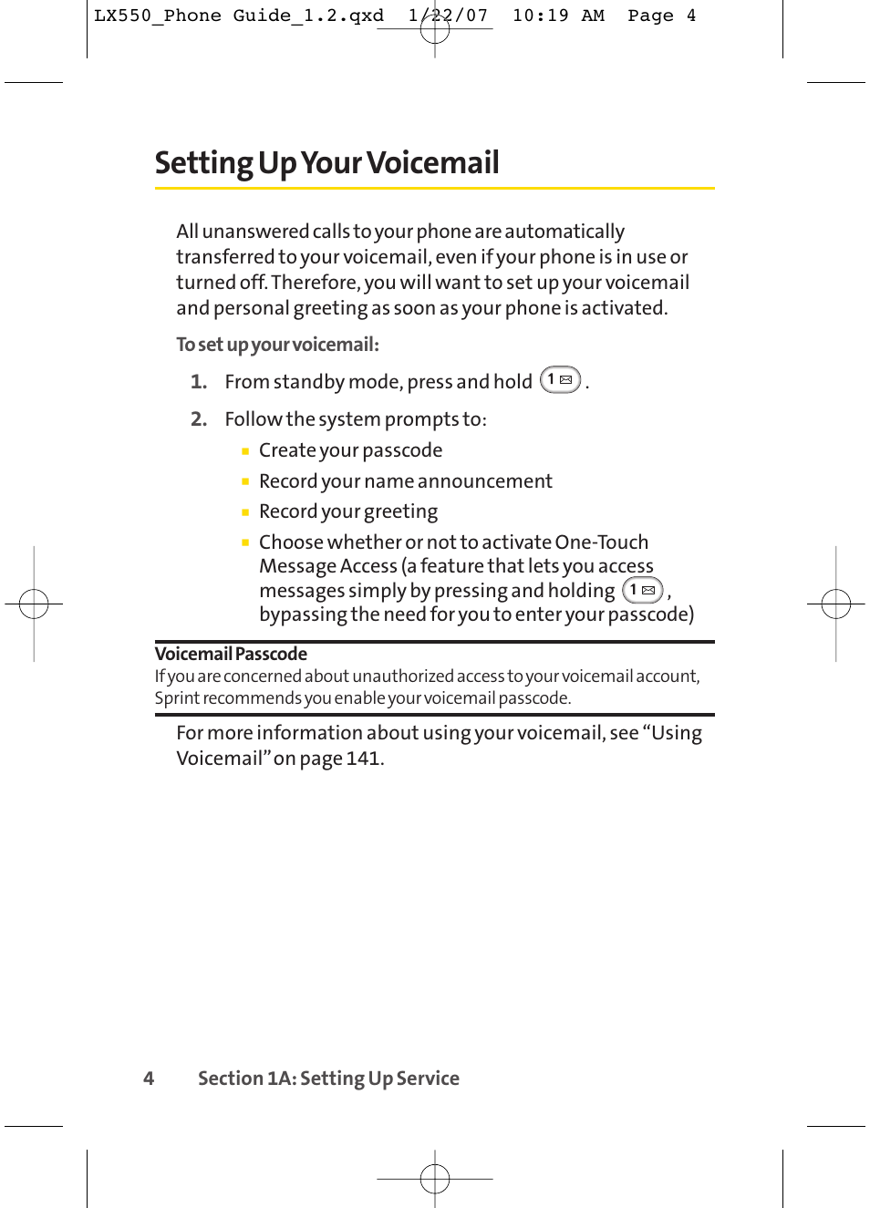 Setting upyour voicemail | LG LX550 User Manual | Page 18 / 194