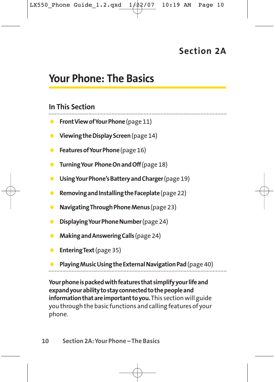 Your phone: the basics | LG LX550 User Manual | Page 24 / 194