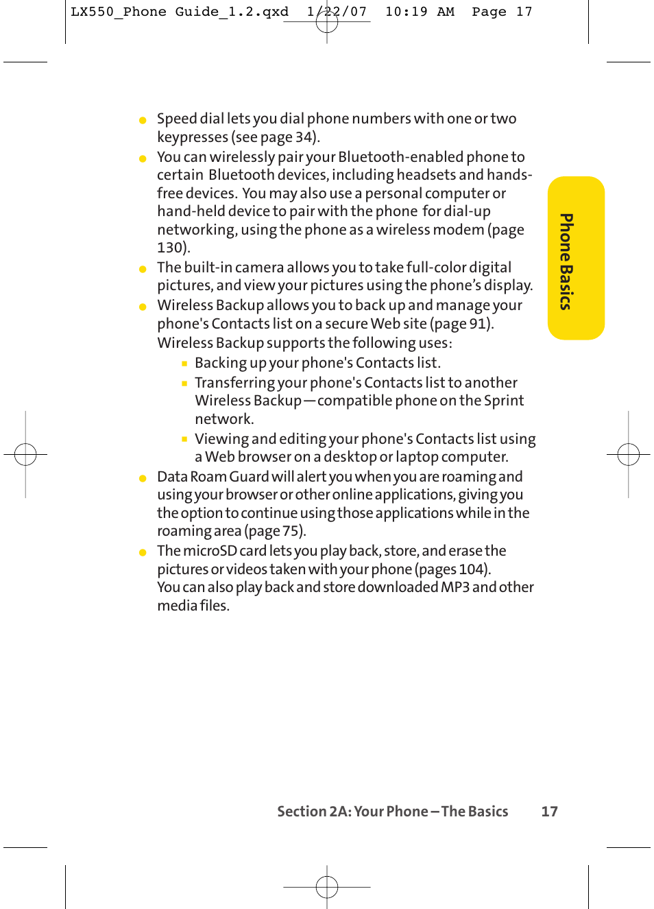 Phone basics | LG LX550 User Manual | Page 31 / 194