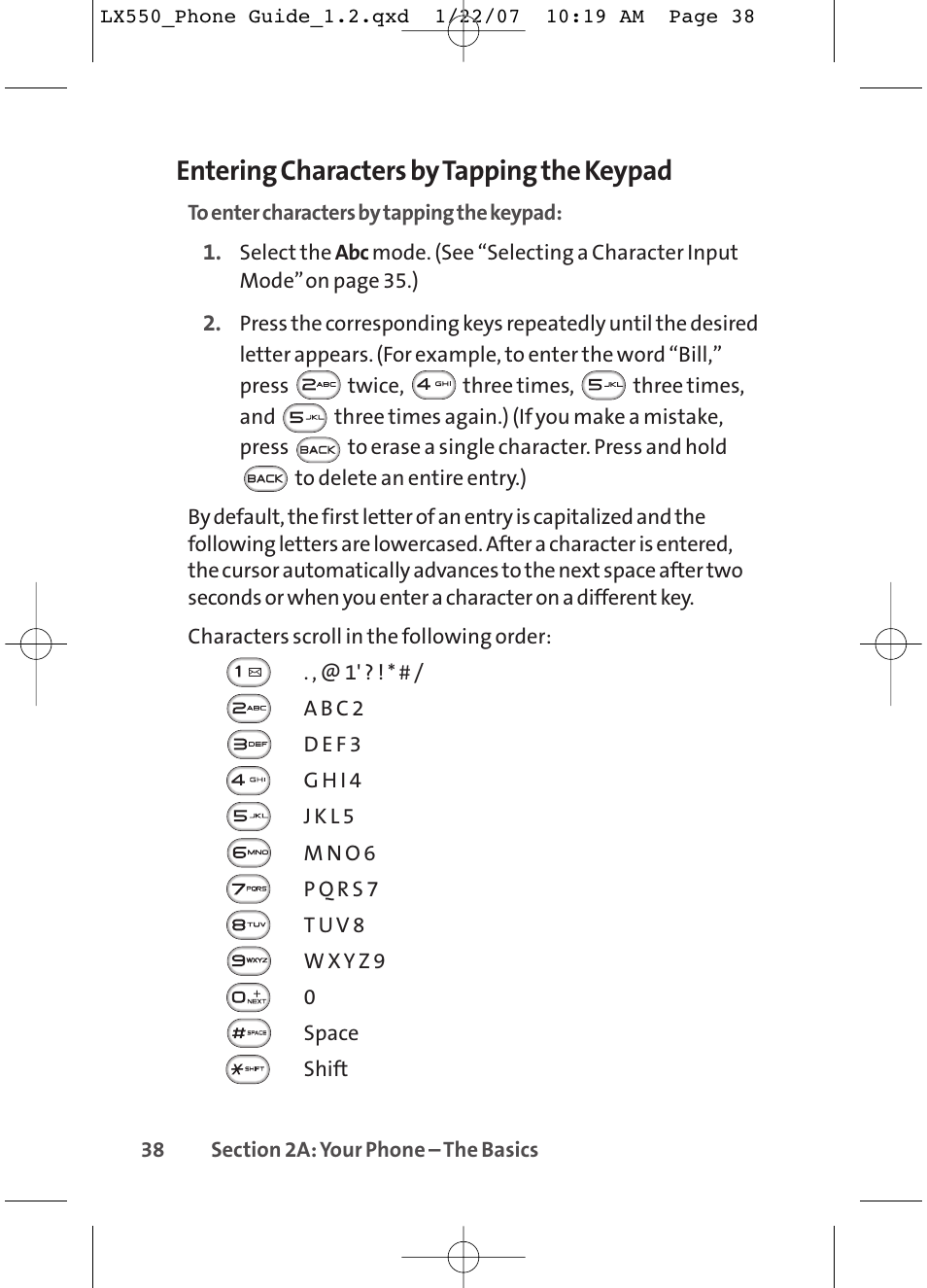 Entering characters by tapping the keypad | LG LX550 User Manual | Page 52 / 194