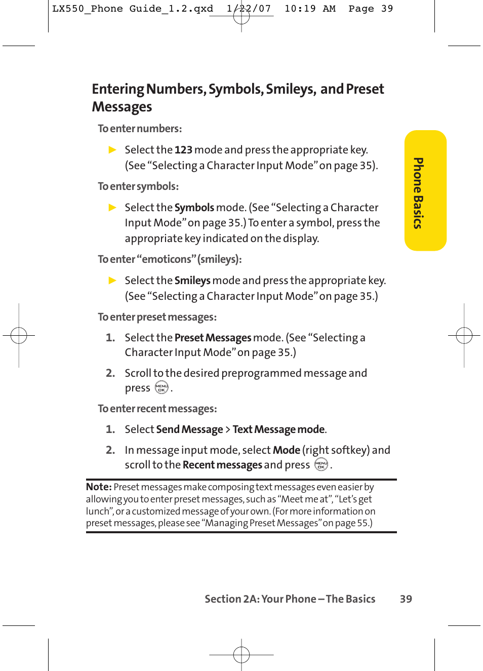Phone basics | LG LX550 User Manual | Page 53 / 194