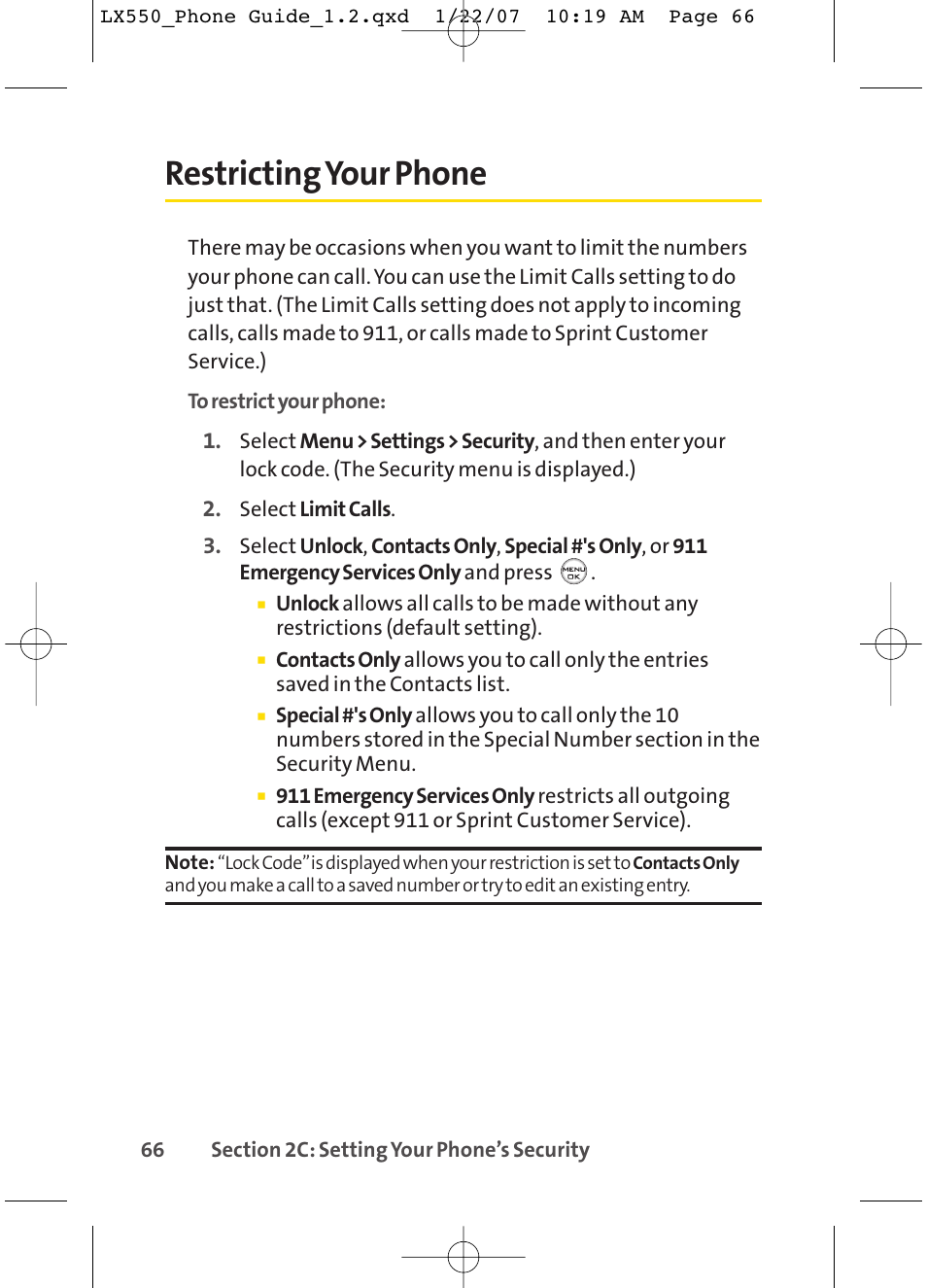 Restricting your phone | LG LX550 User Manual | Page 80 / 194