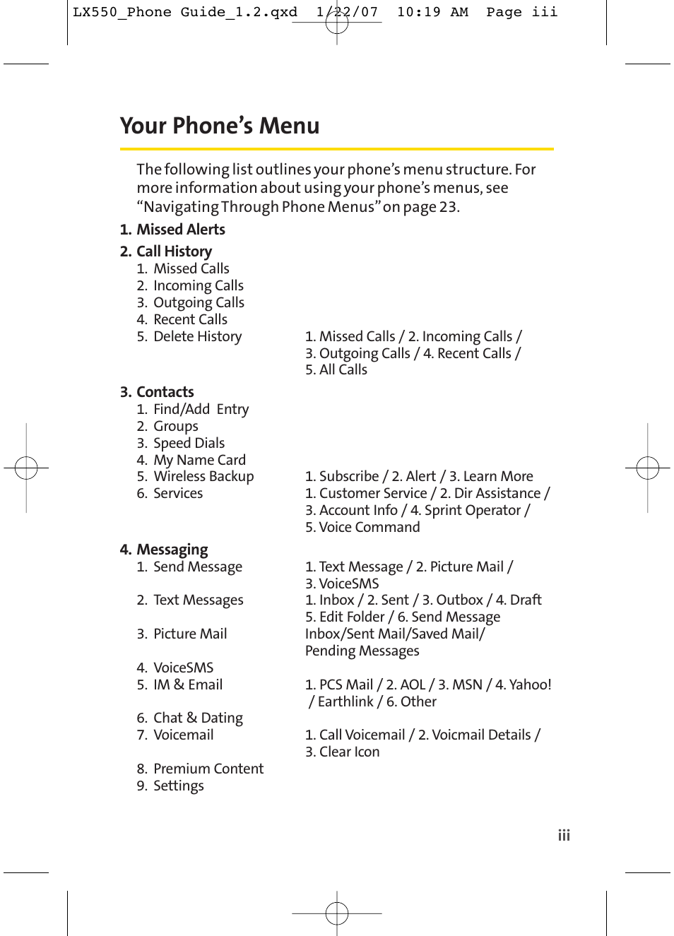 Your phone’s menu | LG LX550 User Manual | Page 9 / 194