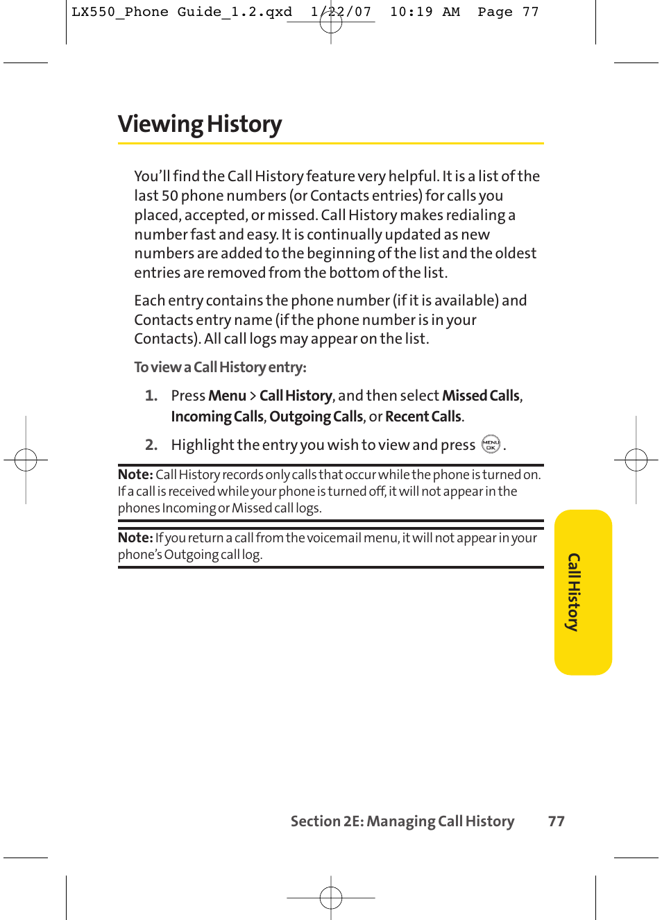 Viewing history | LG LX550 User Manual | Page 91 / 194