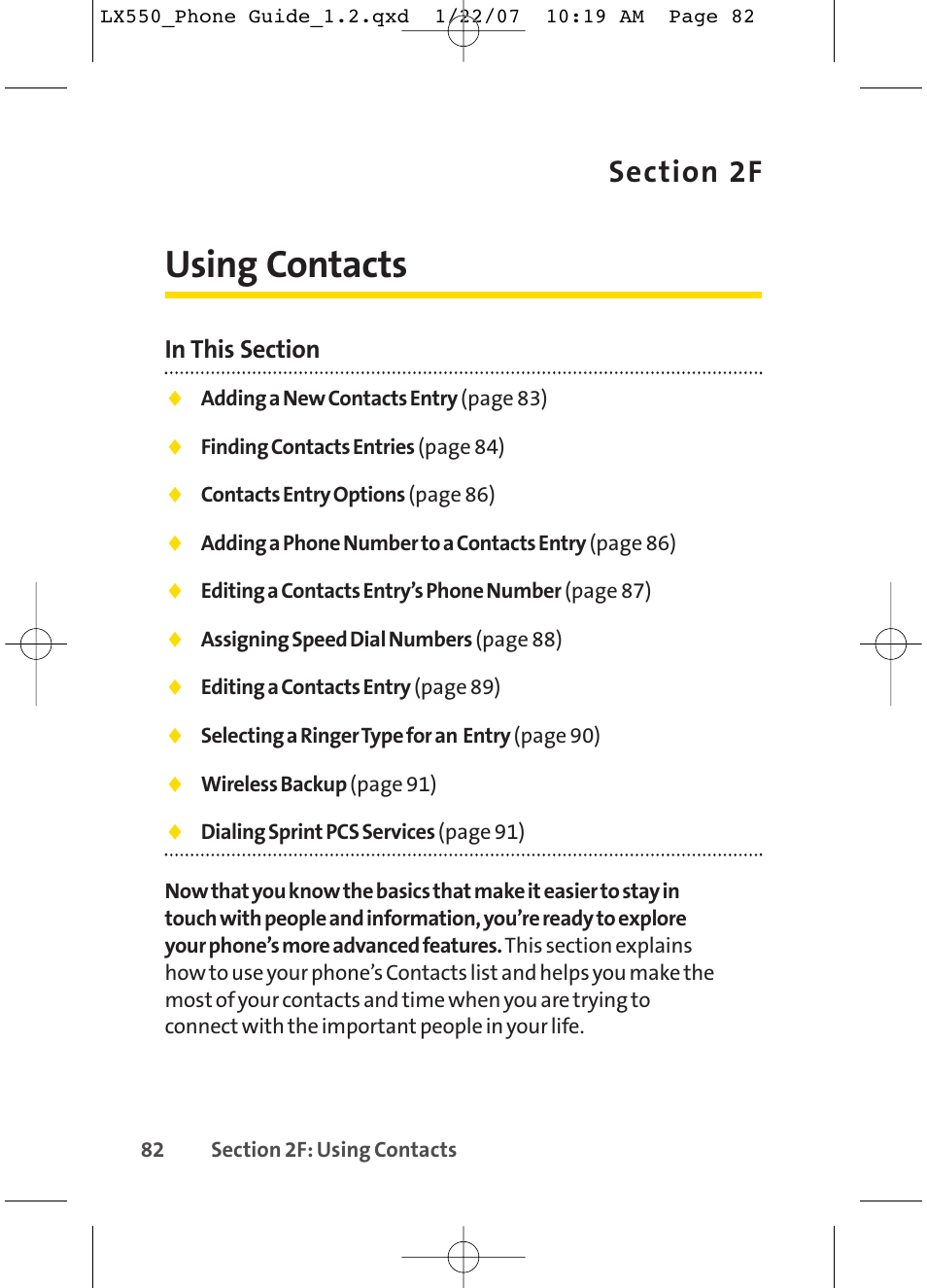 Using contacts | LG LX550 User Manual | Page 96 / 194