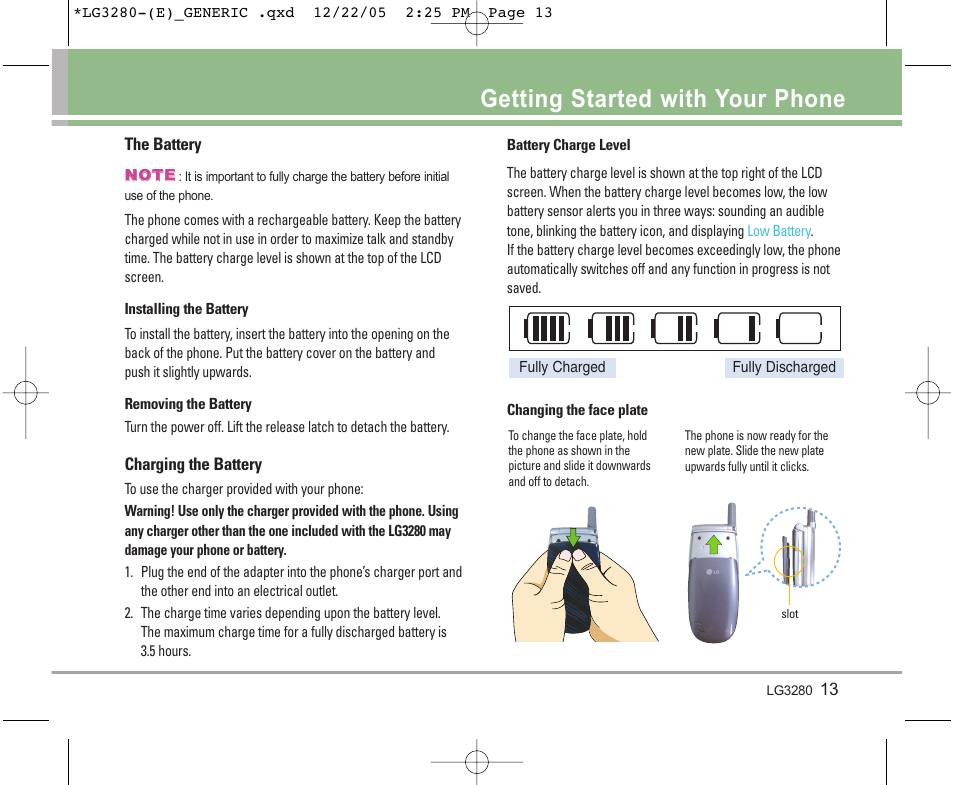 Getting started with your phone | LG VX3300 User Manual | Page 15 / 156