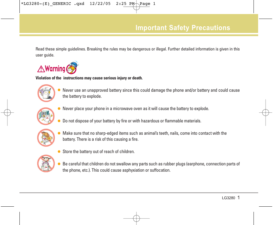 Warning, Important safety precautions | LG VX3300 User Manual | Page 3 / 156