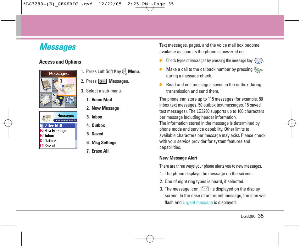 Messages | LG VX3300 User Manual | Page 37 / 156