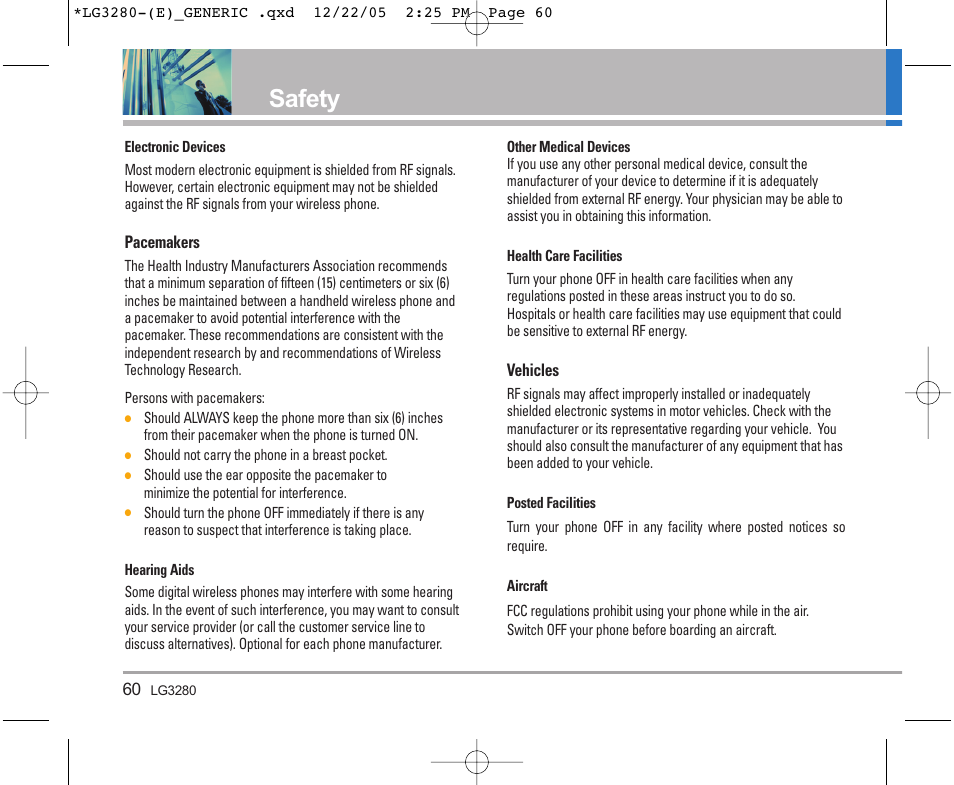 Safety | LG VX3300 User Manual | Page 62 / 156