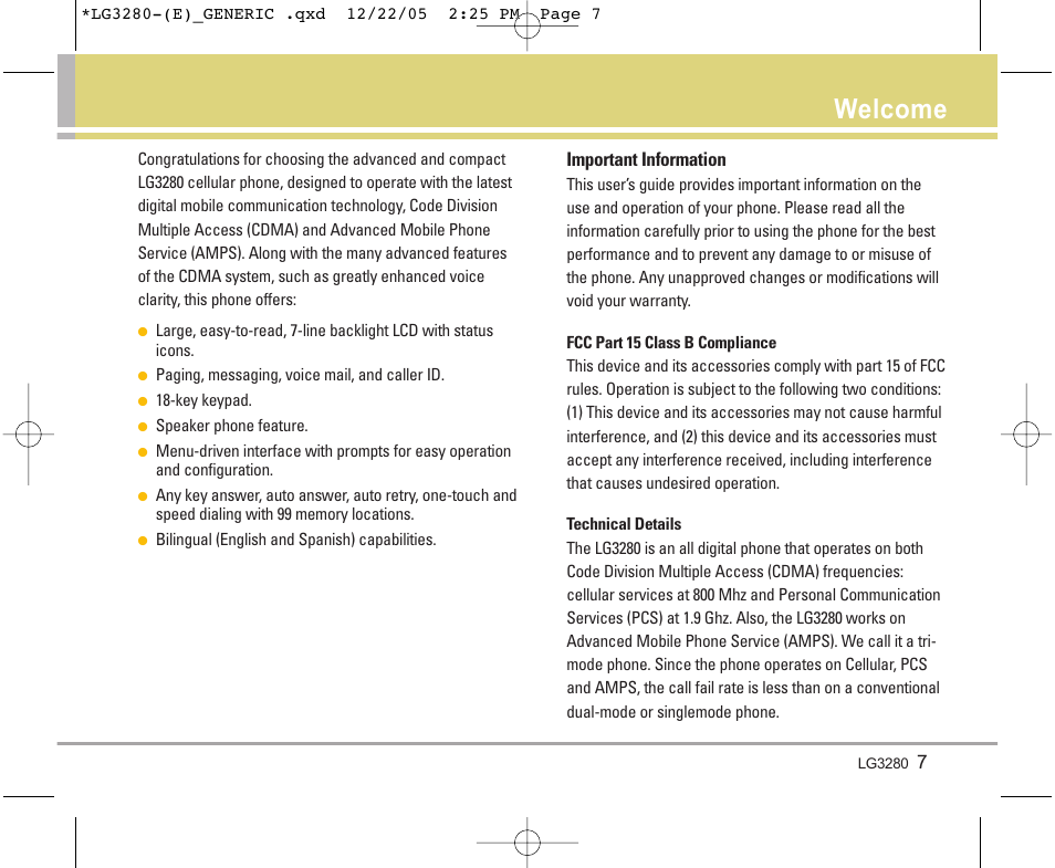 Welcome | LG VX3300 User Manual | Page 9 / 156