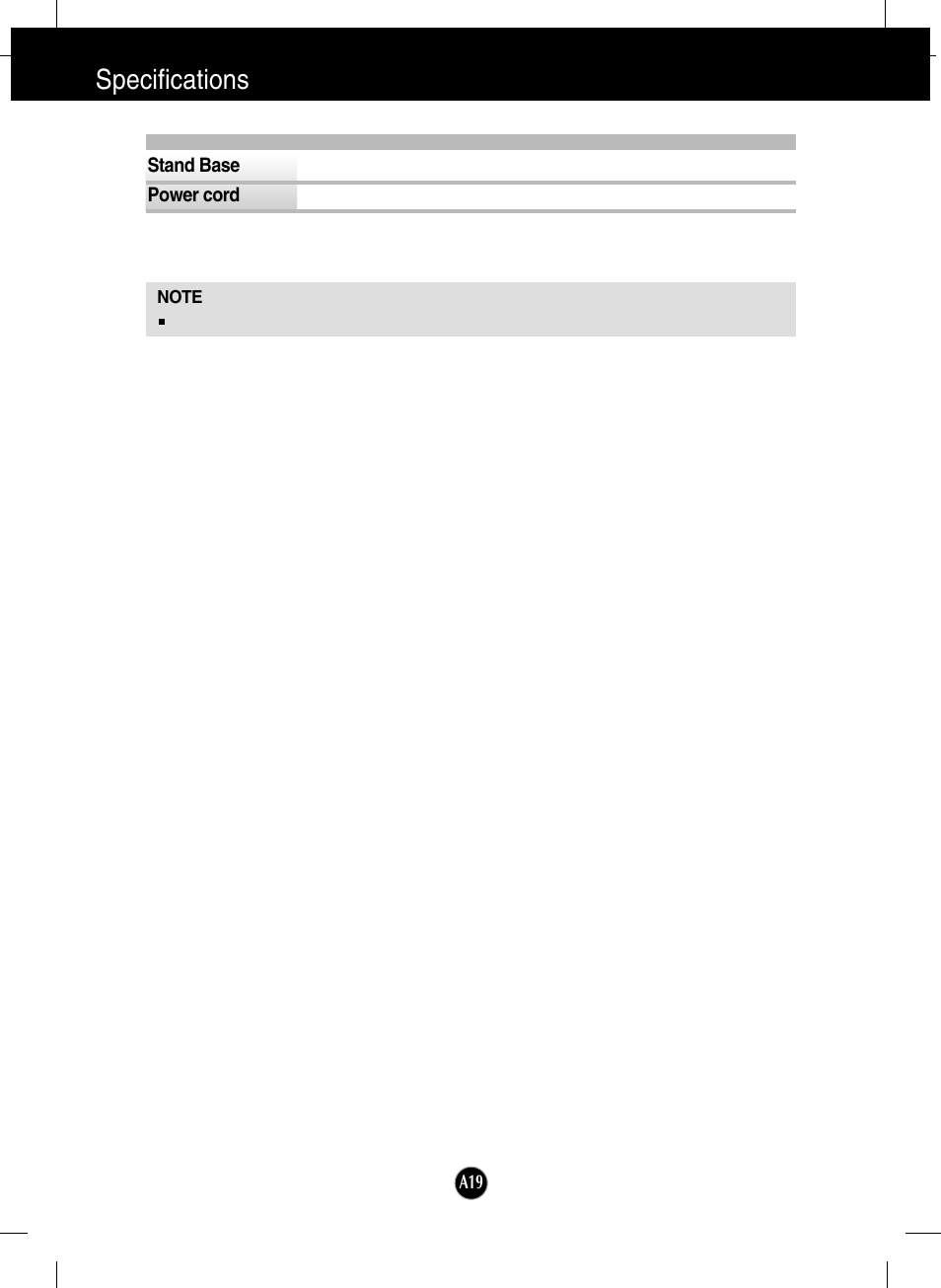 Specifications | LG L2000C-BF User Manual | Page 20 / 24