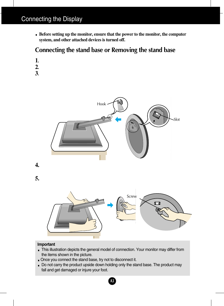 Connecting the display | LG L2000C-BF User Manual | Page 4 / 24