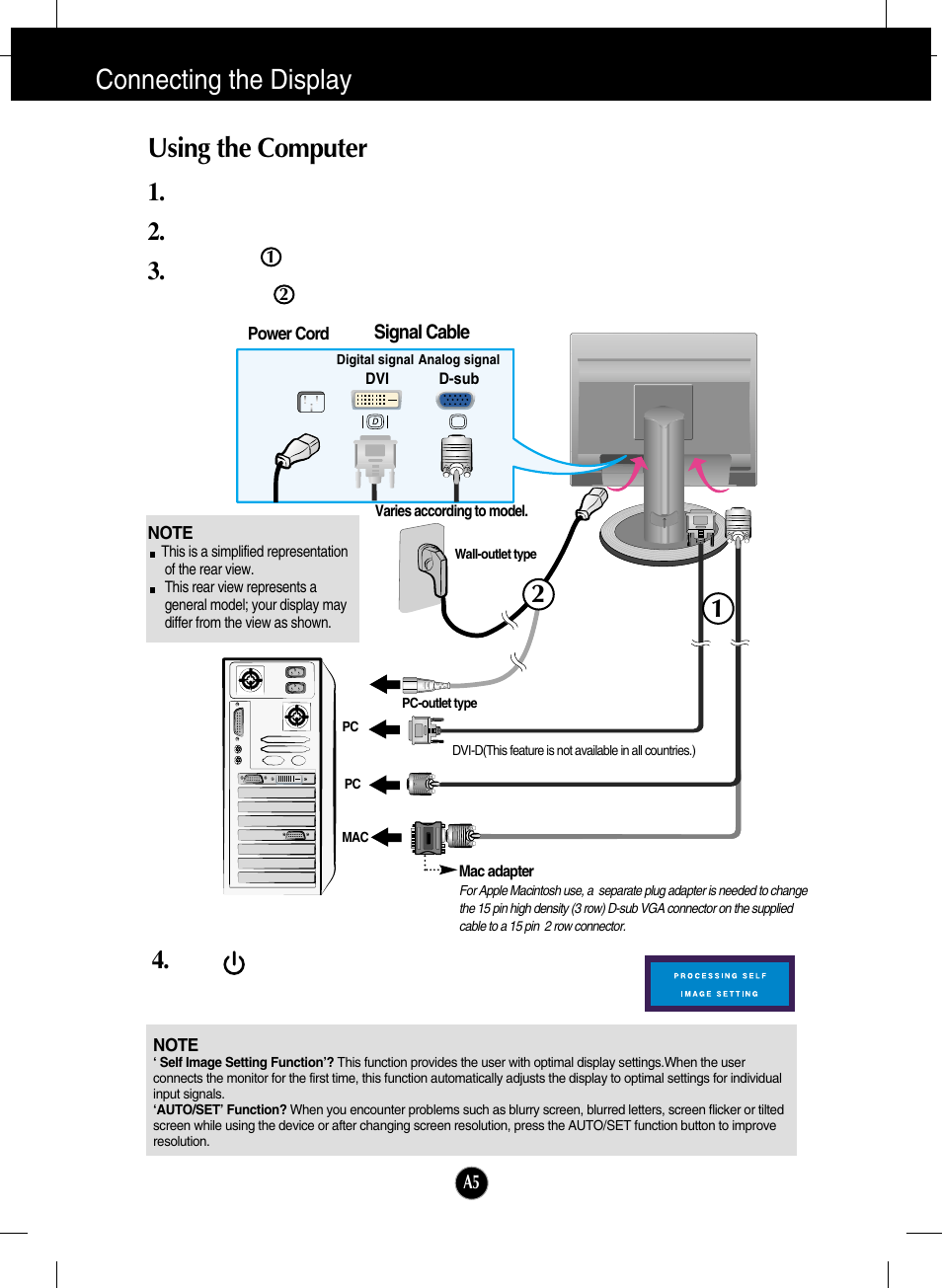 Using the computer, Connecting the display using the computer | LG L2000C-BF User Manual | Page 6 / 24
