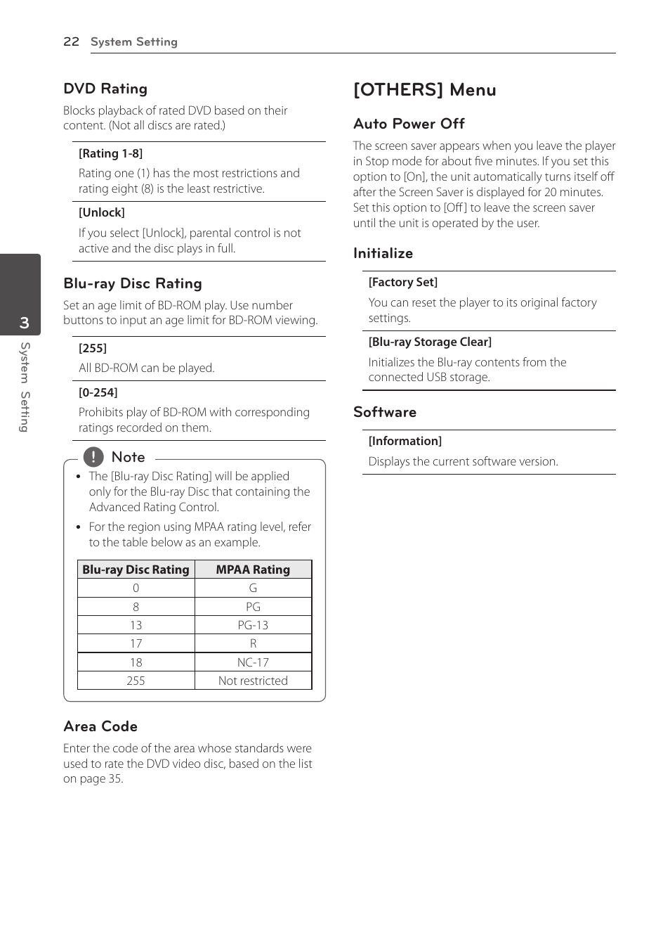 Others] menu | LG BD610 User Manual | Page 22 / 42